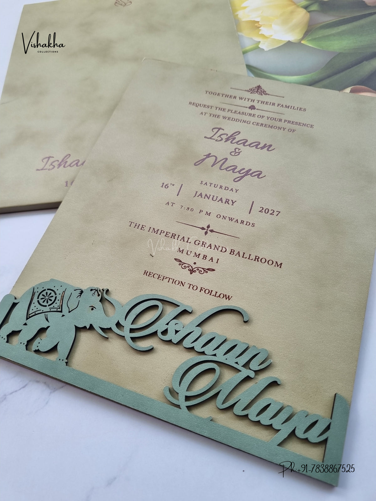 Semi Box MDF Board Laser Cut Hathi Hindu Muslim Christian Sikh Jain invitation Cards SN-231 – image 2