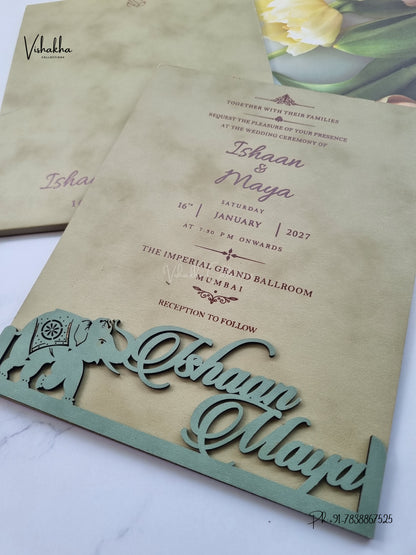Semi Box MDF Board Laser Cut Hathi Hindu Muslim Christian Sikh Jain invitation Cards SN-231 – image 2