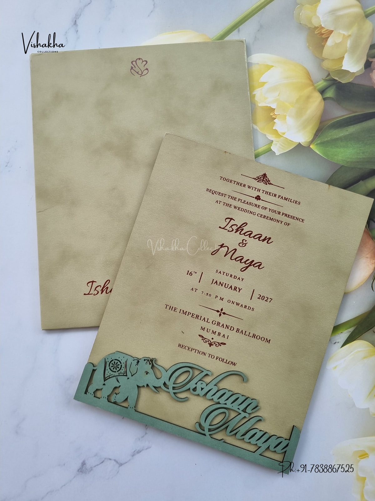 Semi Box MDF Board Laser Cut Hathi Hindu Muslim Christian Sikh Jain invitation Cards SN-231 – image 3