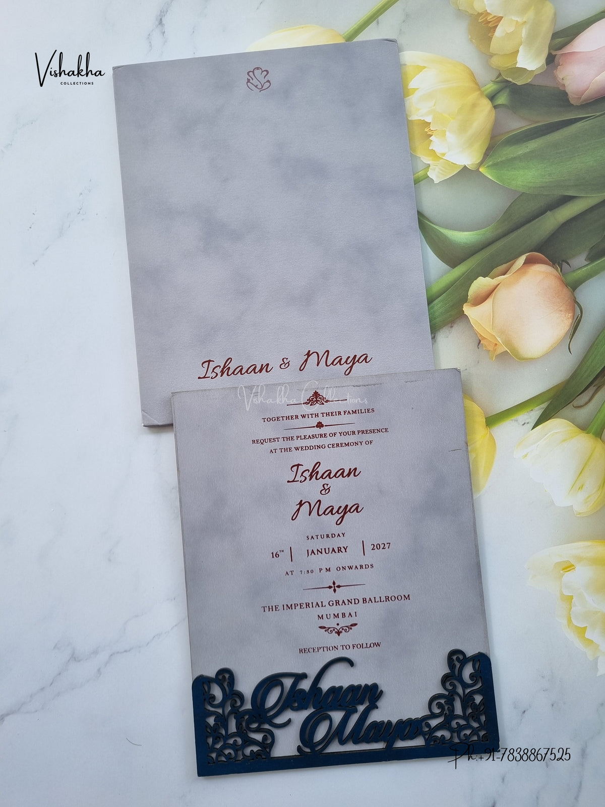 Semi Box MDF Board Laser Cut Hindu Muslim Christian Sikh Jain invitation Cards SN-232 – image 1