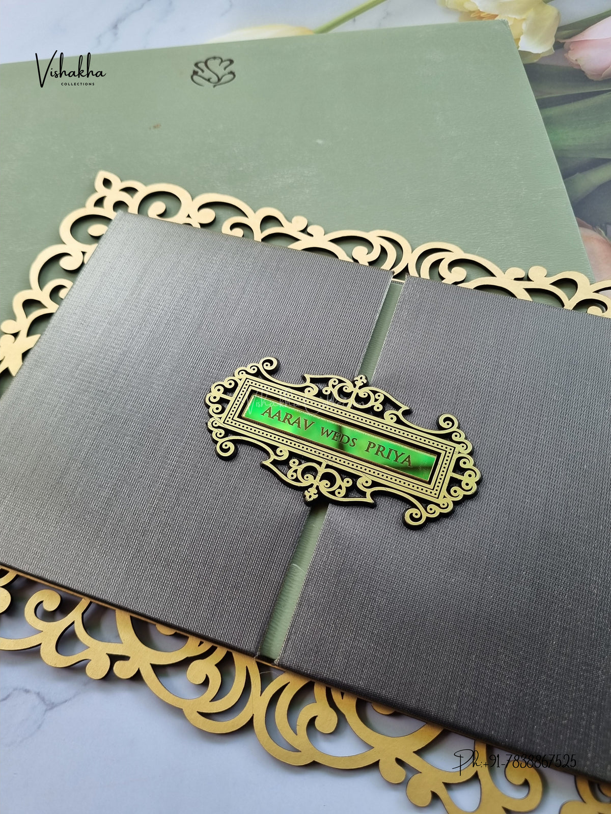 Semi Box MDF Board Laser Cut Double Door Hindu Muslim Christian Sikh Jain invitation Cards SN-234 – image 2