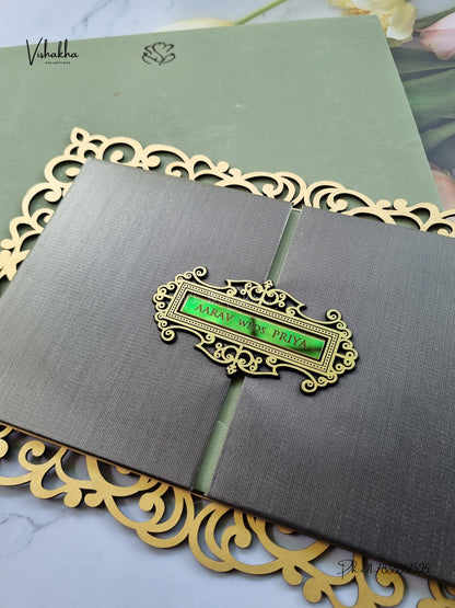 Semi Box MDF Board Laser Cut Double Door Hindu Muslim Christian Sikh Jain invitation Cards SN-234 – image 2