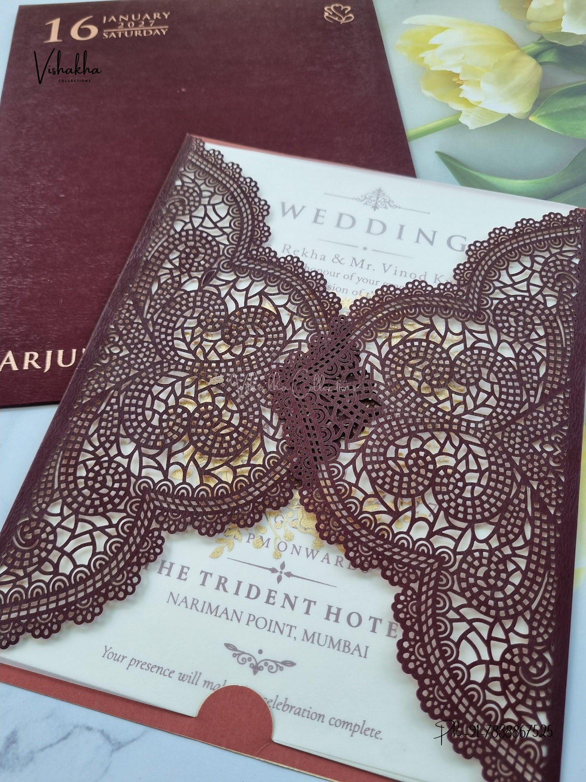 Laser Cut Rangoli Hindu Muslim Christian Sikh Jain invitation Cards SN-242 – image 2