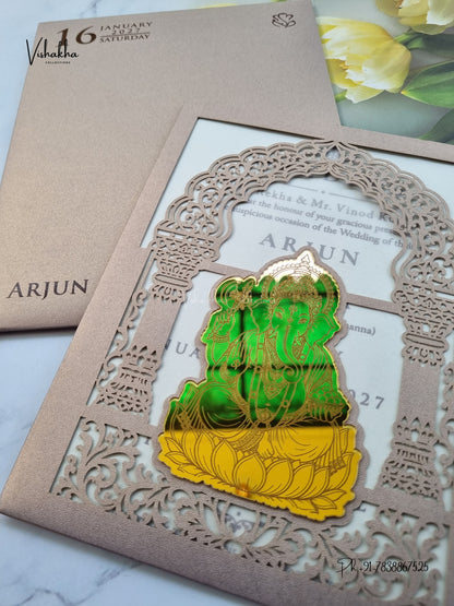 Laser Cut Ganesh Ji Hindu Jain invitation Cards SN-245 – image 2