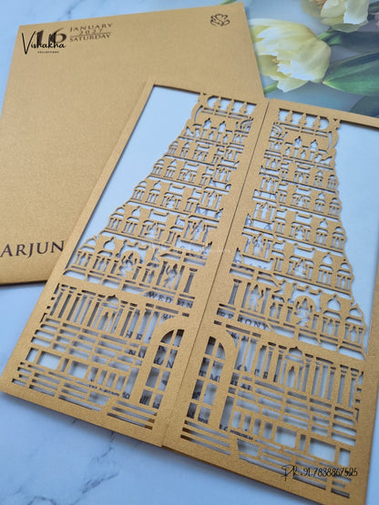 Laser Cut Temple Gopuram Hindu Jain invitation Cards SN-246 – image 2