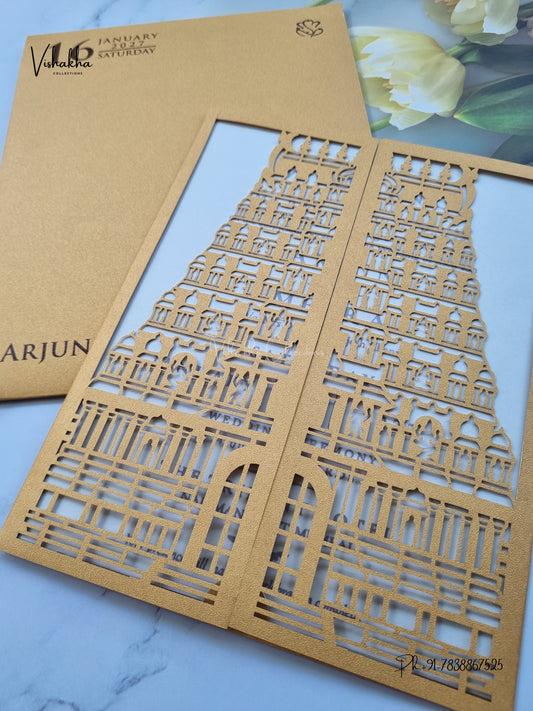 Laser Cut Temple Gopuram Hindu Jain invitation Cards SN-246 – image 2