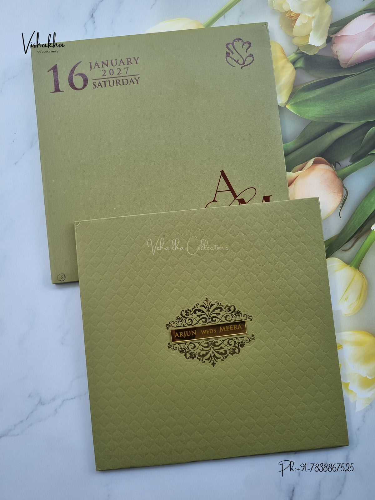 Semi Box Padded Hindu Muslim Christian Sikh Jain invitation Cards SN-247 – image 1