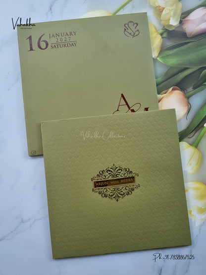 Semi Box Padded Hindu Muslim Christian Sikh Jain invitation Cards SN-247 – image 1