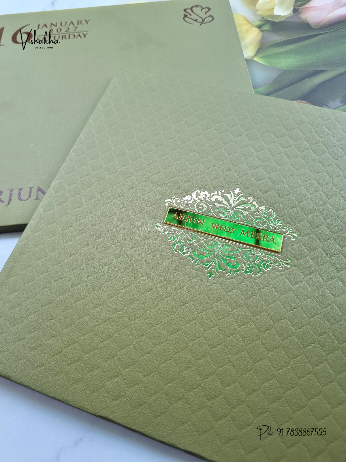 Semi Box Padded Hindu Muslim Christian Sikh Jain invitation Cards SN-247 – image 2