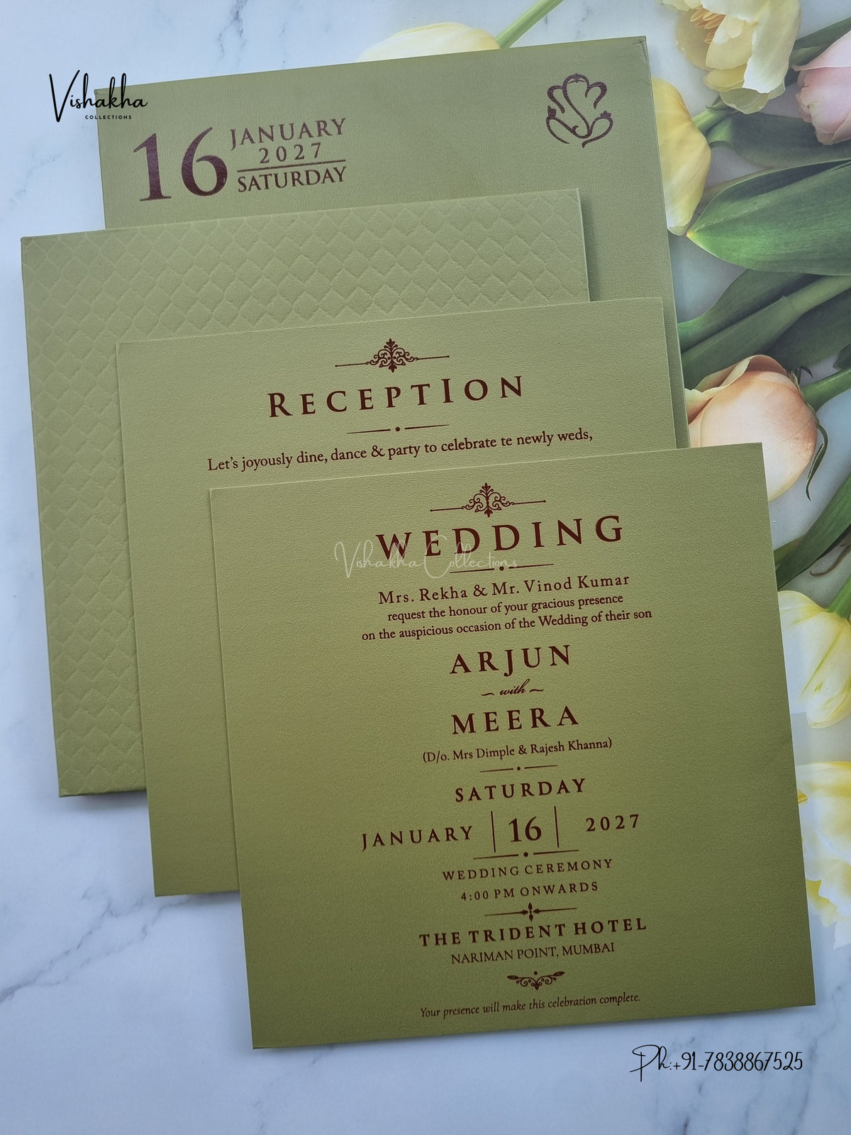 Semi Box Padded Hindu Muslim Christian Sikh Jain invitation Cards SN-247 – image 3