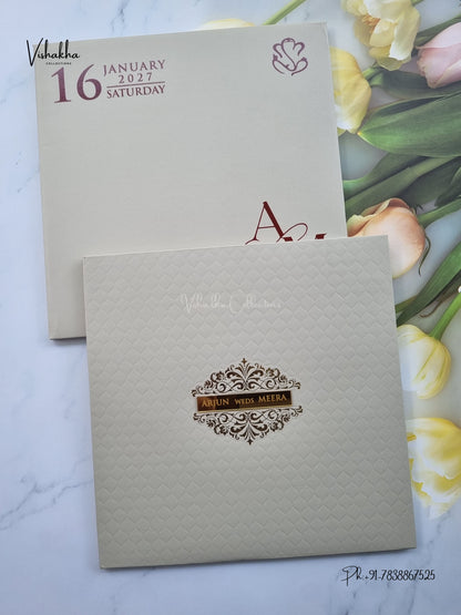 Semi Box Padded Hindu Muslim Christian Sikh Jain invitation Cards SN-248 – image 1