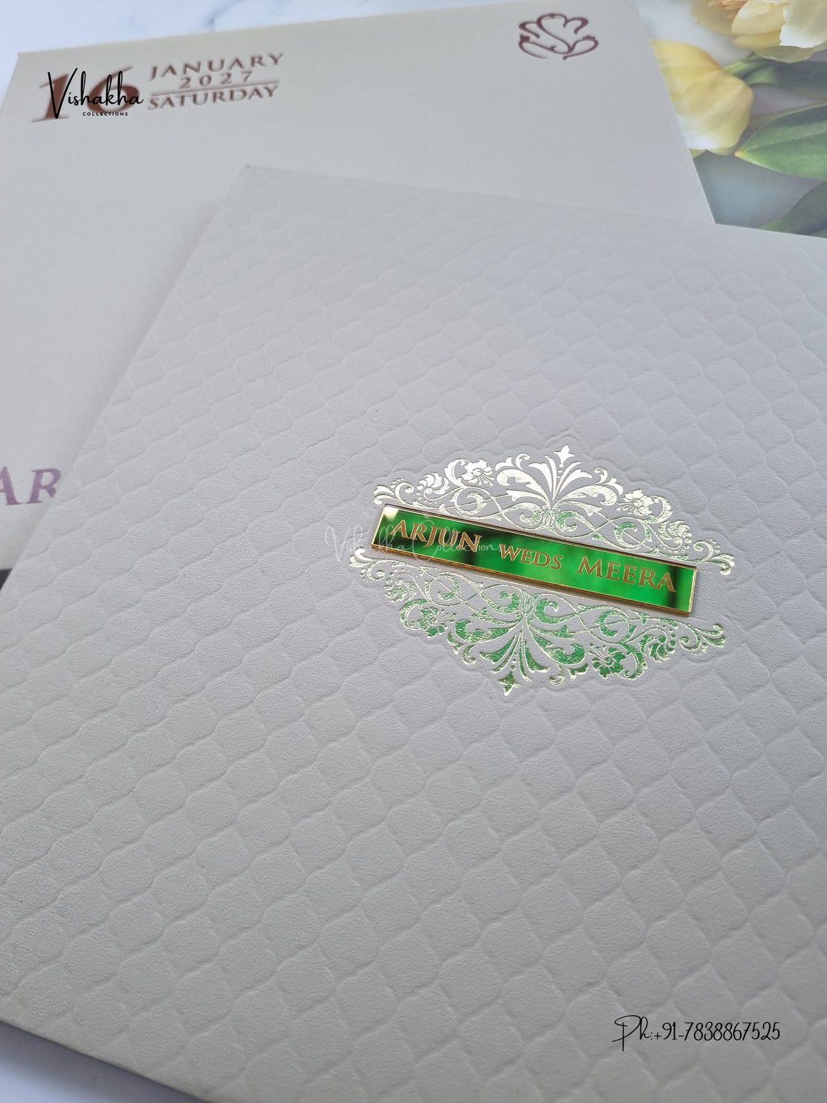 Semi Box Padded Hindu Muslim Christian Sikh Jain invitation Cards SN-248 – image 2