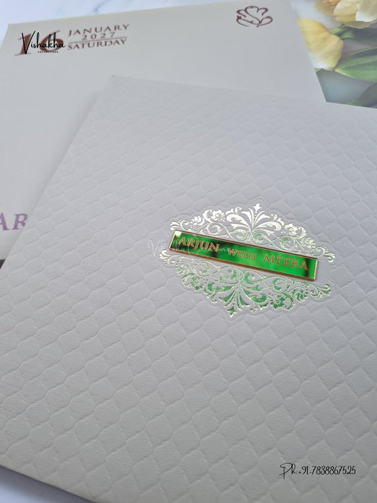 Semi Box Padded Hindu Muslim Christian Sikh Jain invitation Cards SN-248 – image 2