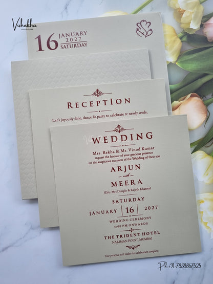 Semi Box Padded Hindu Muslim Christian Sikh Jain invitation Cards SN-248 – image 3