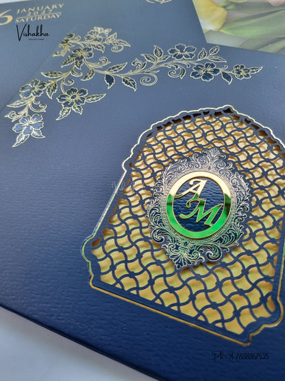 Semi Box Laser Cut Padded Flower Hindu Muslim Christian Sikh Jain invitation Cards SN-250 – image 2