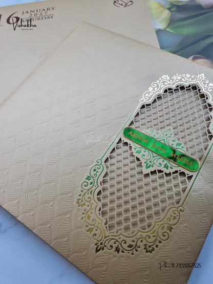 Semi Box Laser Cut Padded Hindu Muslim Christian Sikh Jain invitation Cards SN-252 – image 2