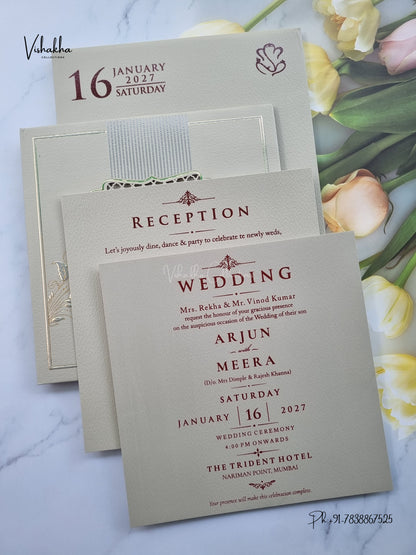 Semi Box Laser Cut Padded Flower Hindu Muslim Christian Sikh Jain invitation Cards SN-253 – image 3