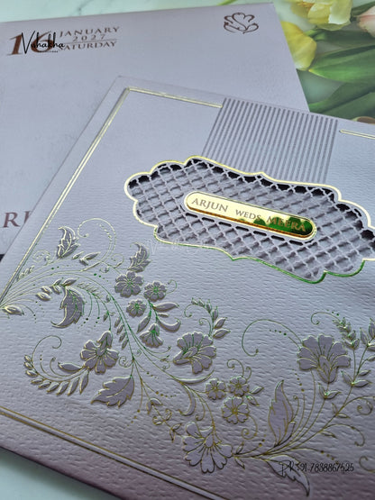 Semi Box Laser Cut Padded Flower Hindu Muslim Christian Sikh Jain invitation Cards SN-254 – image 2