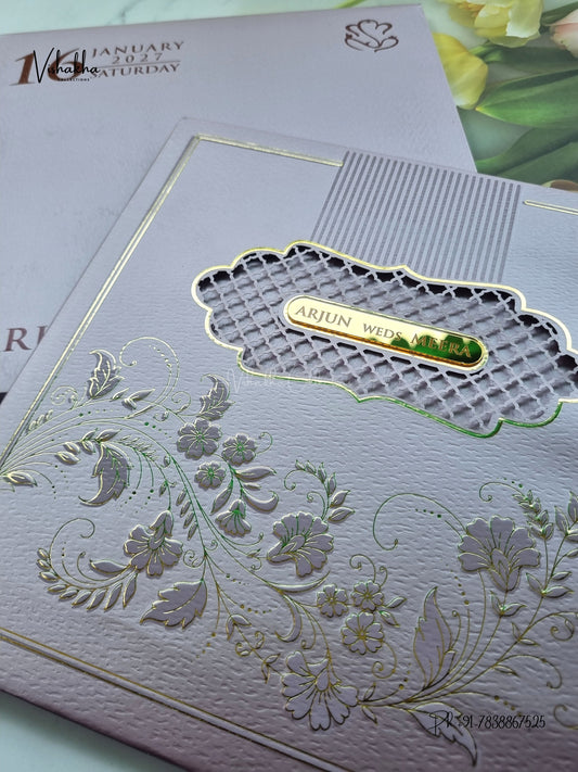 Semi Box Laser Cut Padded Flower Hindu Muslim Christian Sikh Jain invitation Cards SN-254 – image 2