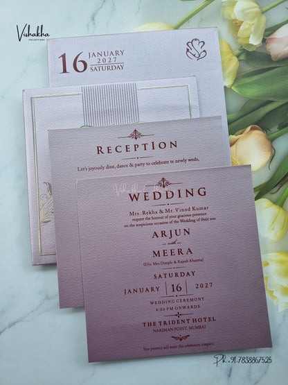 Semi Box Laser Cut Padded Flower Hindu Muslim Christian Sikh Jain invitation Cards SN-254 – image 3