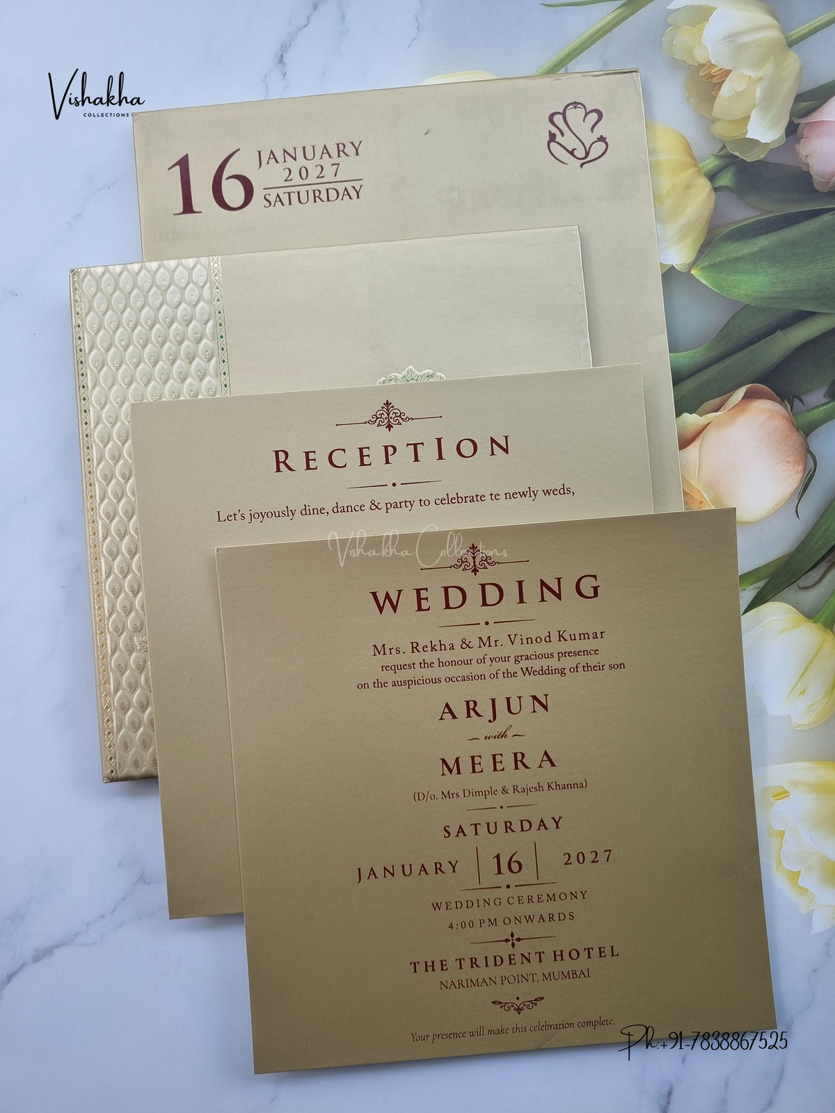 Semi Box Padded Hindu Muslim Christian Sikh Jain invitation Cards SN-257 – image 3