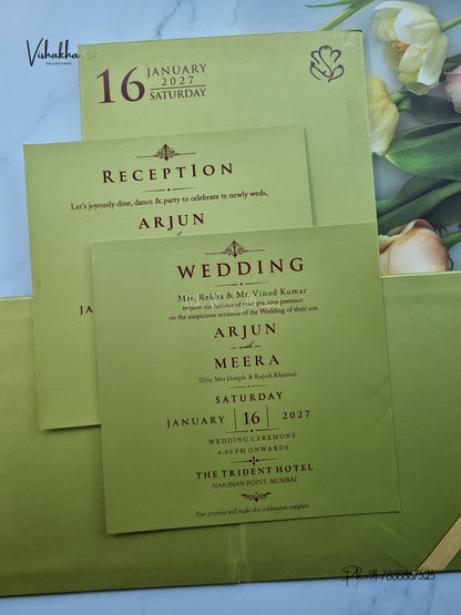Semi Box Padded Hindu Muslim Christian Sikh Jain invitation Cards SN-258 – image 3