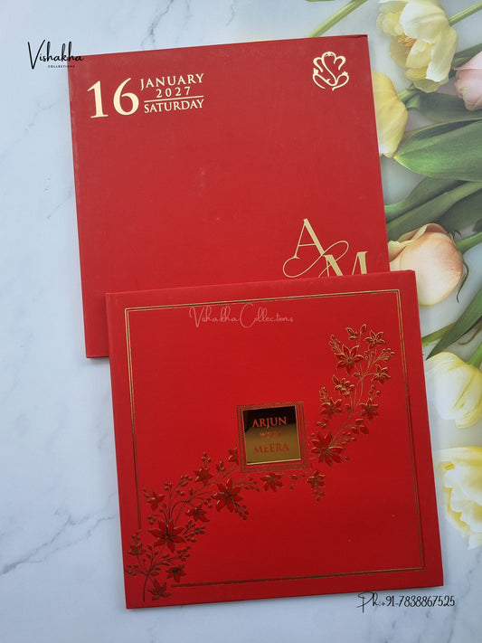 Semi Box Padded Flower Hindu Muslim Christian Sikh Jain invitation Cards SN-259 – image 1