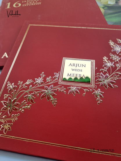 Semi Box Padded Flower Hindu Muslim Christian Sikh Jain invitation Cards SN-259 – image 2