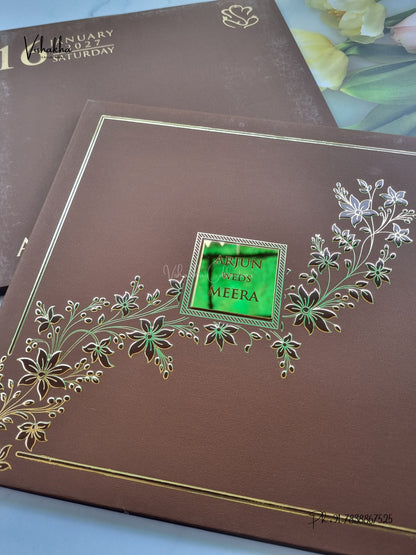 Semi Box Padded Flower Hindu Muslim Christian Sikh Jain invitation Cards SN-260 – image 2