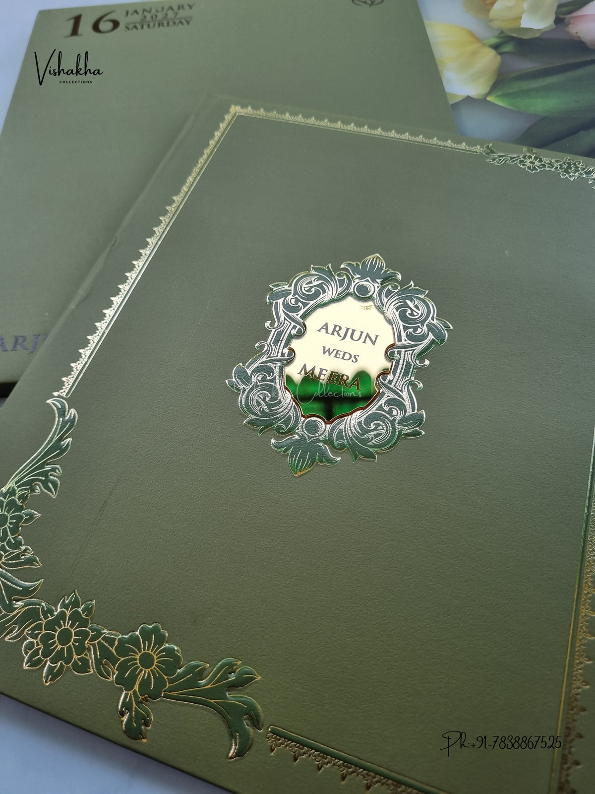 Semi Box Padded Hindu Muslim Christian Sikh Jain invitation Cards SN-261 – image 2