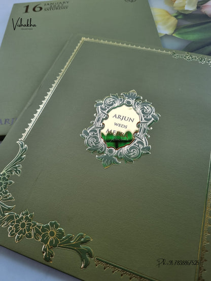 Semi Box Padded Hindu Muslim Christian Sikh Jain invitation Cards SN-261 – image 2