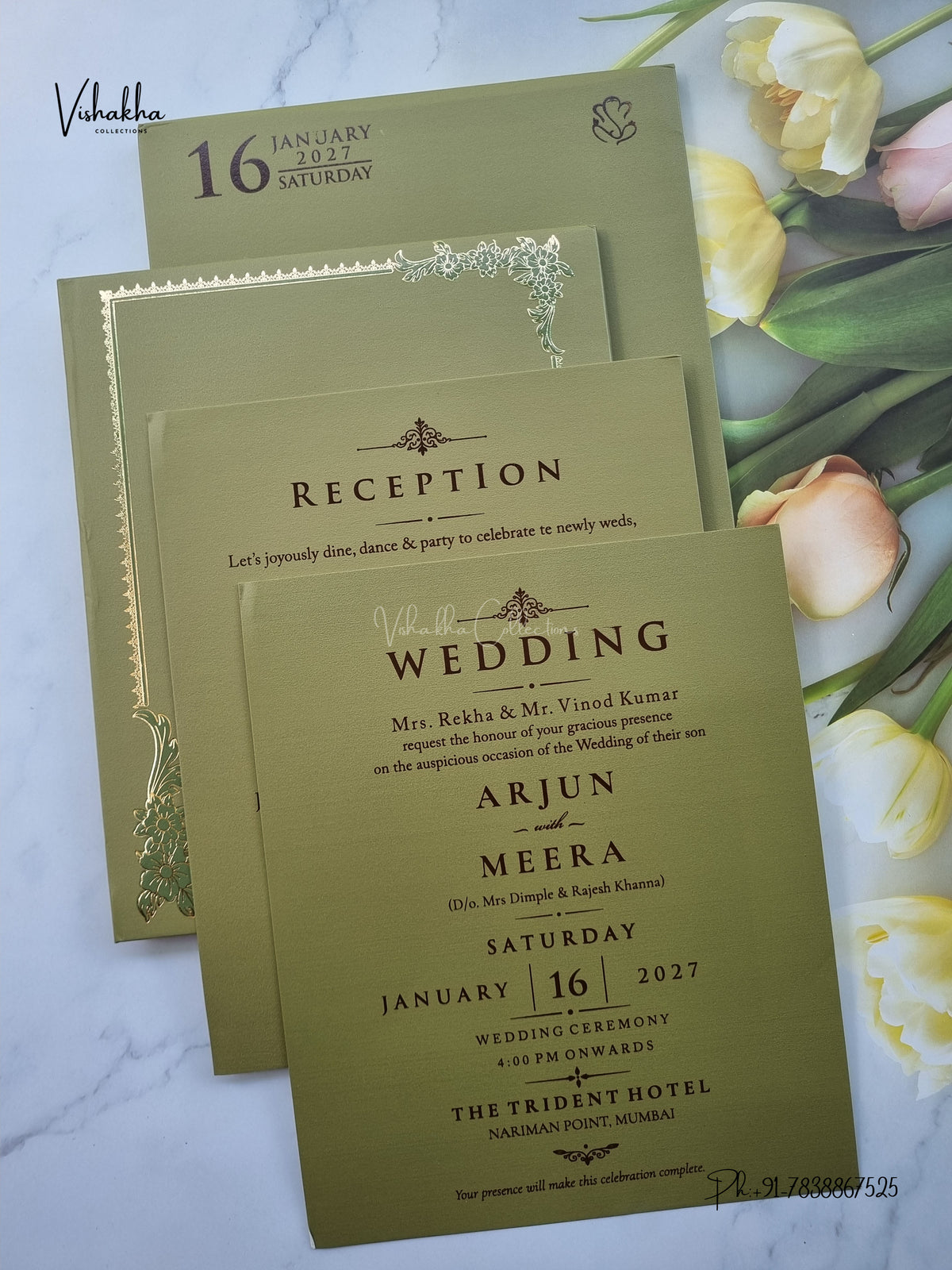 Semi Box Padded Hindu Muslim Christian Sikh Jain invitation Cards SN-261 – image 3