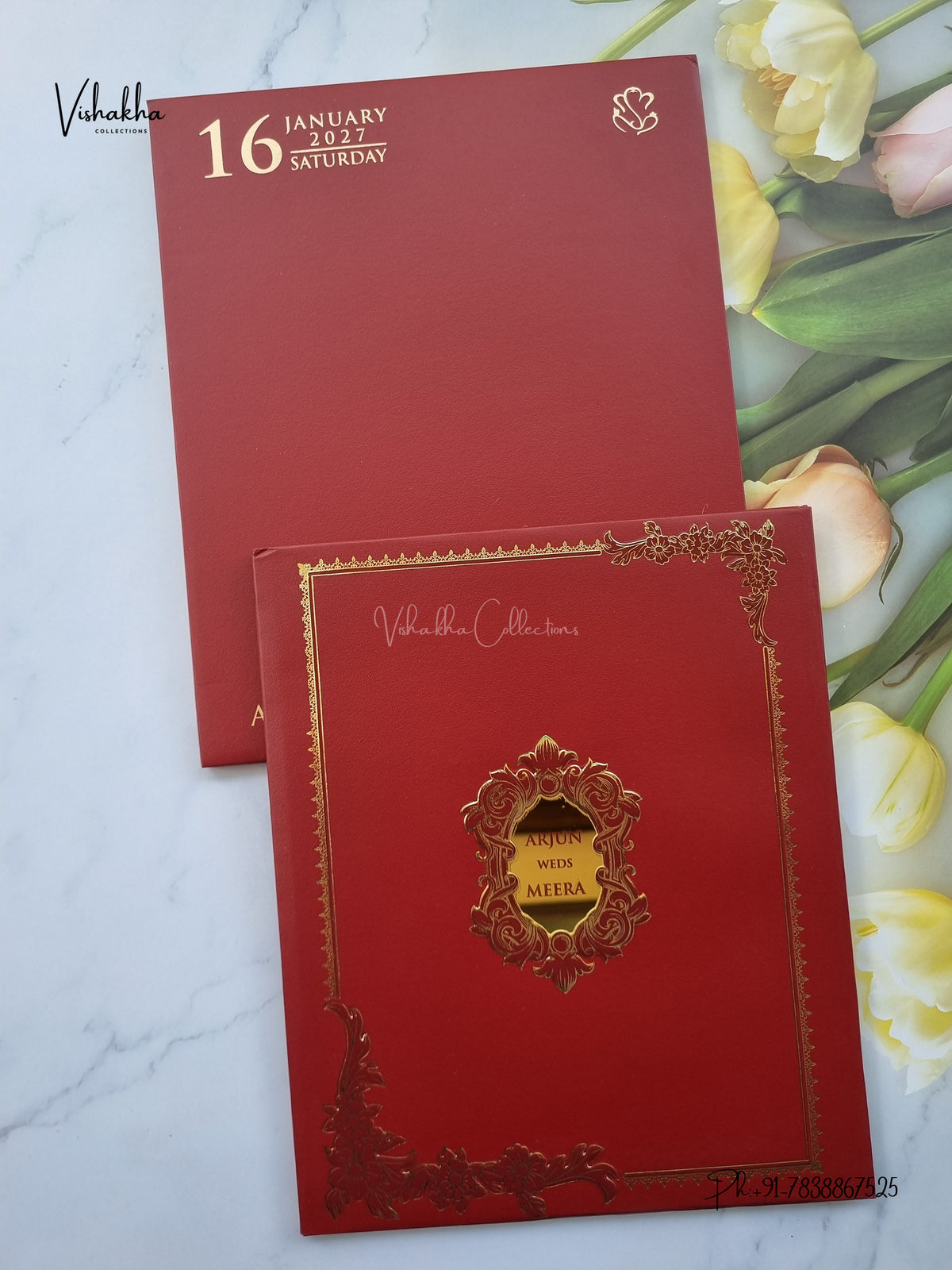Semi Box Padded Hindu Muslim Christian Sikh Jain invitation Cards SN-262 – image 1