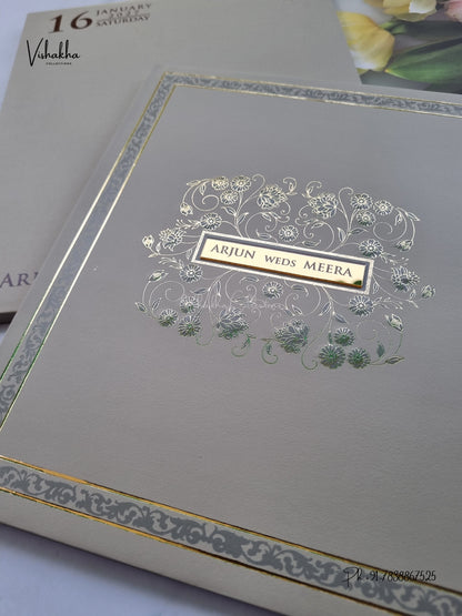 Semi Box Padded Flower Hindu Muslim Christian Sikh Jain invitation Cards SN-263 – image 2
