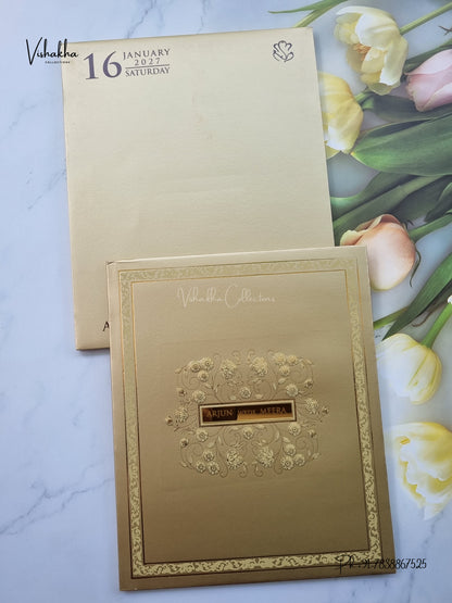 Semi Box Padded Flower Hindu Muslim Christian Sikh Jain invitation Cards SN-264 – image 1