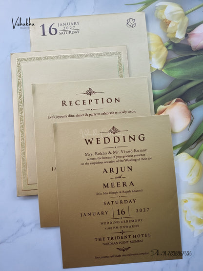 Semi Box Padded Flower Hindu Muslim Christian Sikh Jain invitation Cards SN-264 – image 3