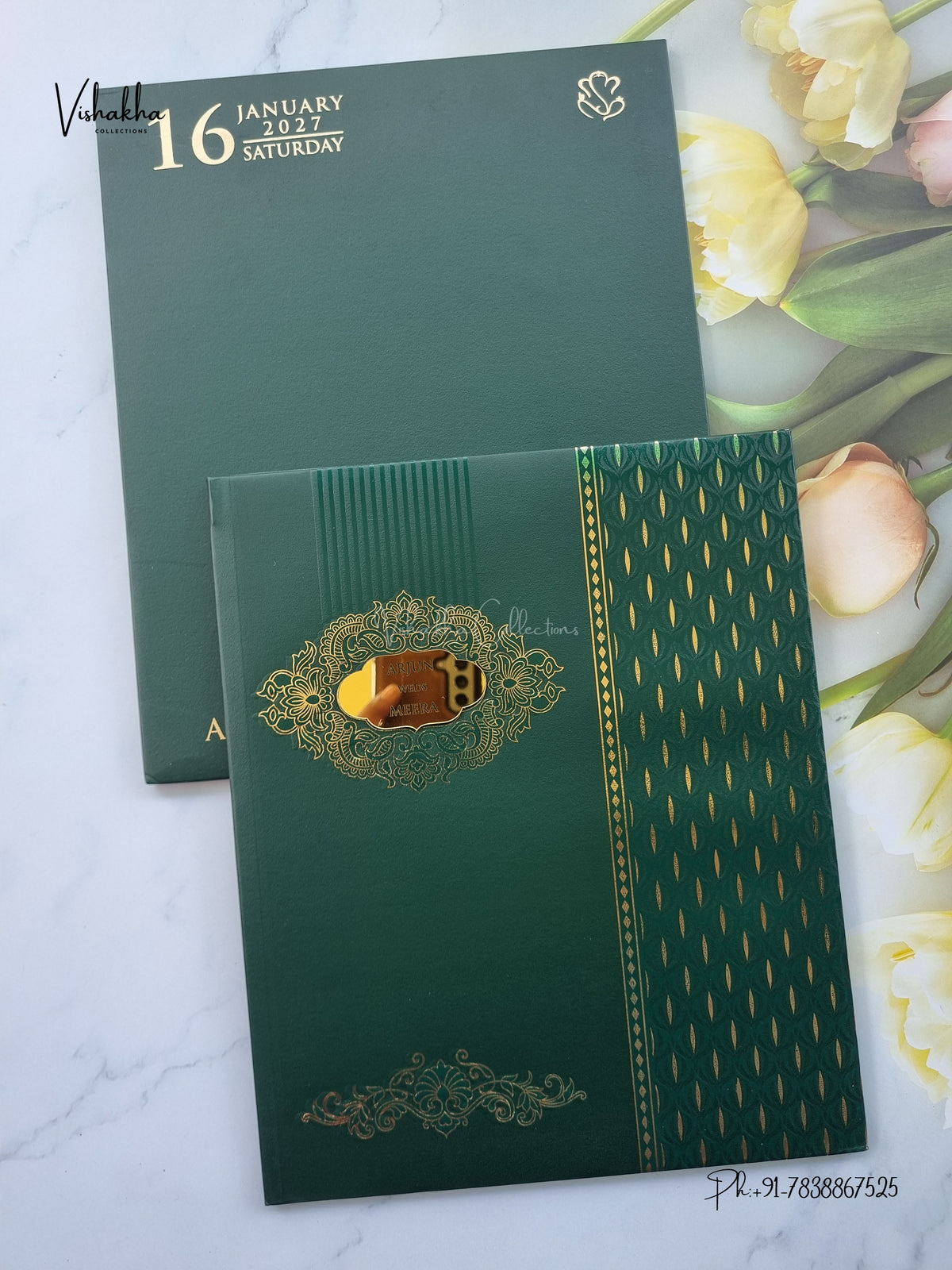Semi Box Padded Hindu Muslim Christian Sikh Jain invitation Cards SN-265 – image 1