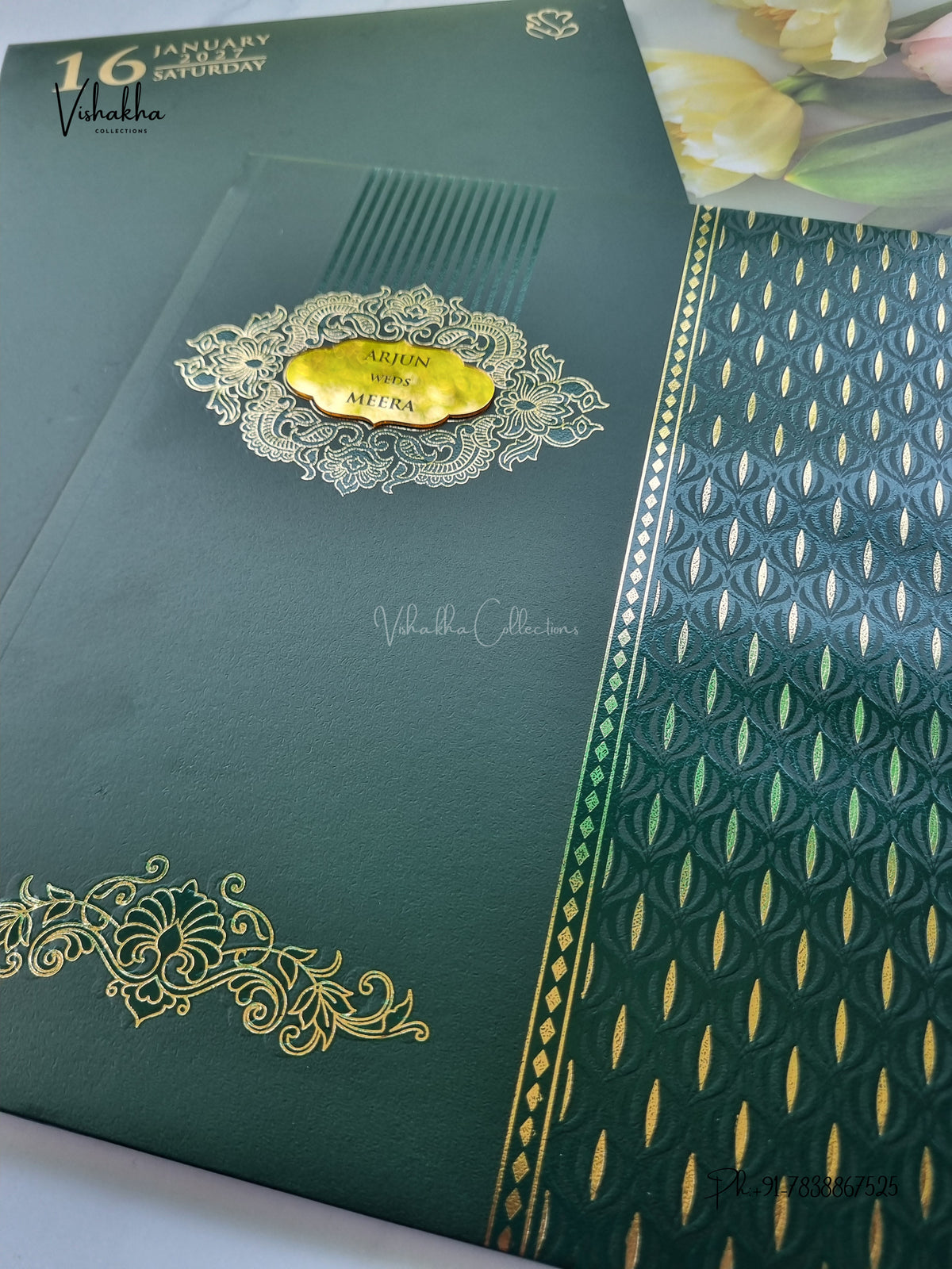 Semi Box Padded Hindu Muslim Christian Sikh Jain invitation Cards SN-265 – image 2