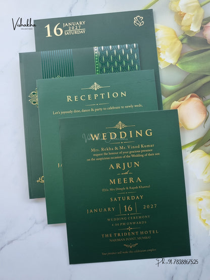 Semi Box Padded Hindu Muslim Christian Sikh Jain invitation Cards SN-265 – image 3