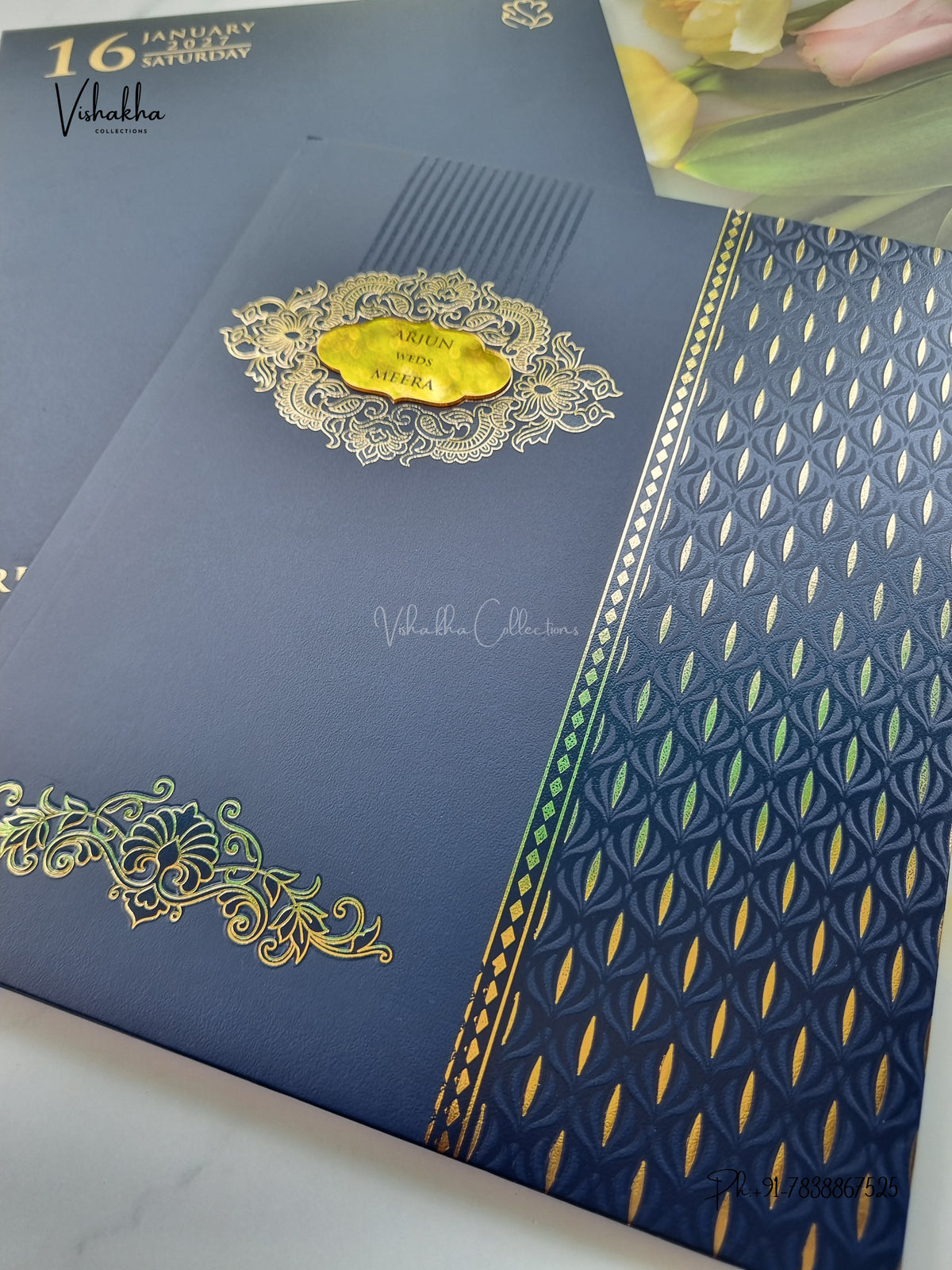 Semi Box Padded Hindu Muslim Christian Sikh Jain invitation Cards SN-266 – image 2