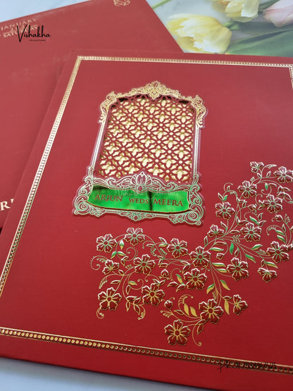 Semi Box Laser Cut Padded Flower Hindu Muslim Christian Sikh Jain invitation Cards SN-267 – image 2