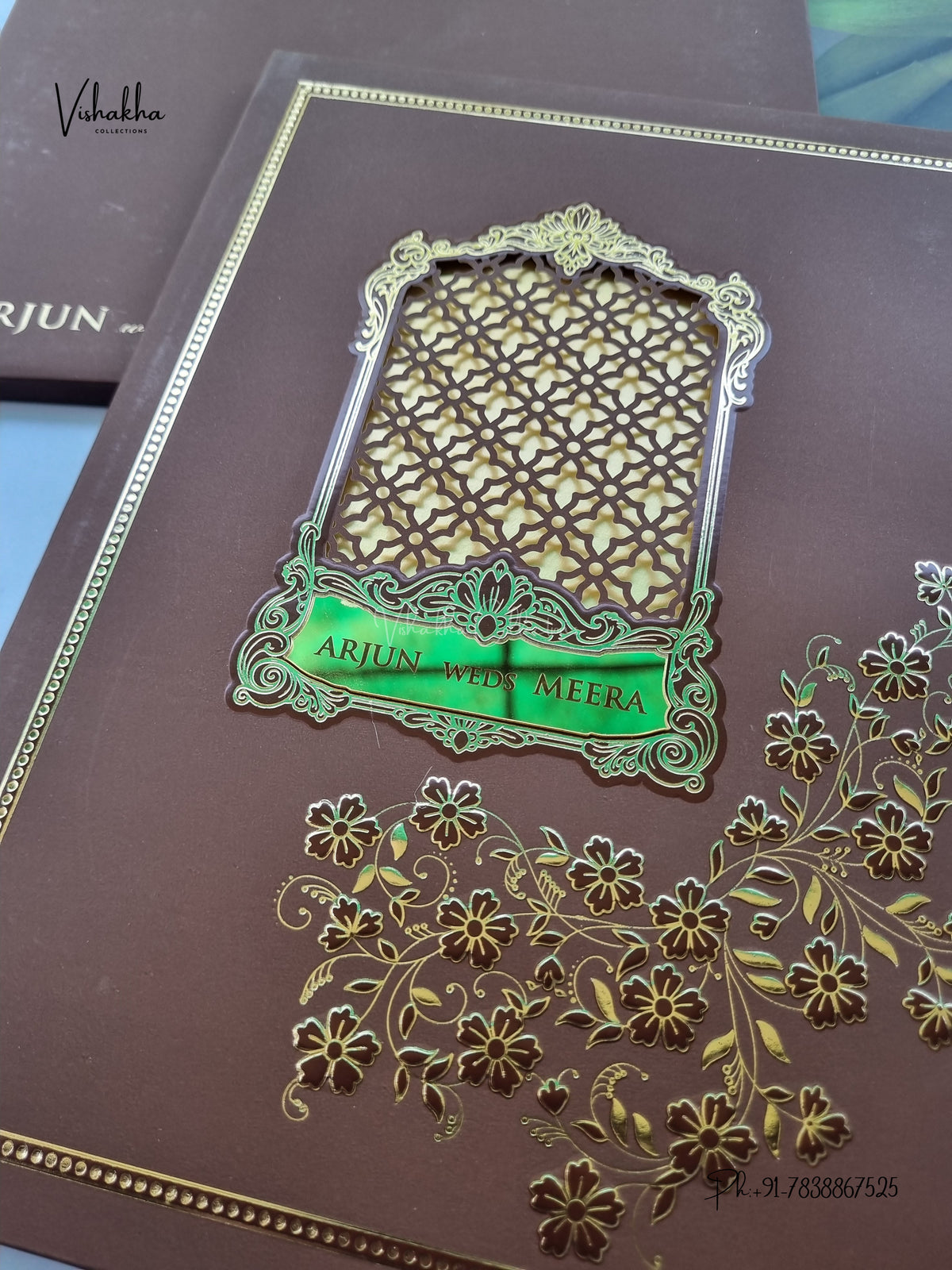Semi Box Laser Cut Padded Flower Hindu Muslim Christian Sikh Jain invitation Cards SN-268 – image 2