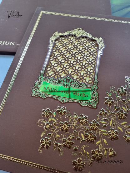 Semi Box Laser Cut Padded Flower Hindu Muslim Christian Sikh Jain invitation Cards SN-268 – image 2