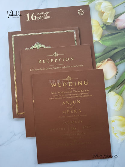Semi Box Laser Cut Padded Flower Hindu Muslim Christian Sikh Jain invitation Cards SN-268 – image 3