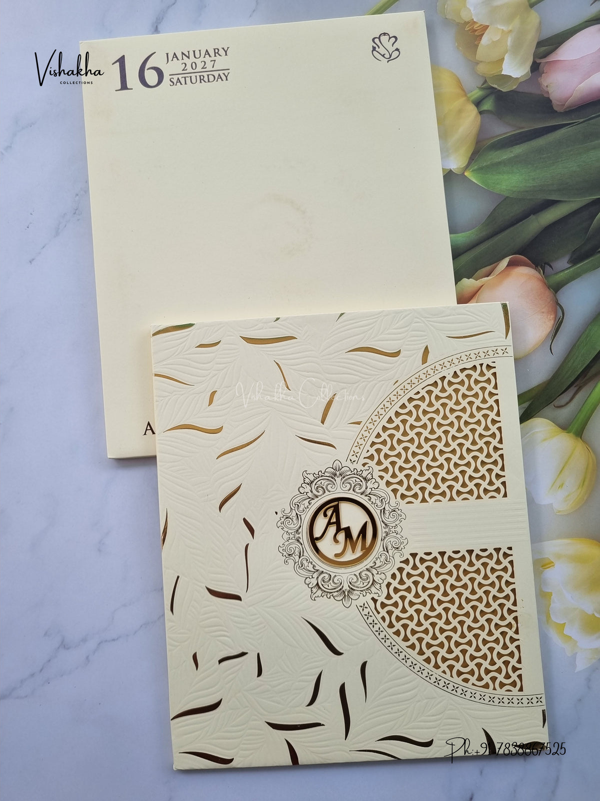 Semi Box Laser Cut Padded Hindu Muslim Christian Sikh Jain invitation Cards SN-269 – image 1