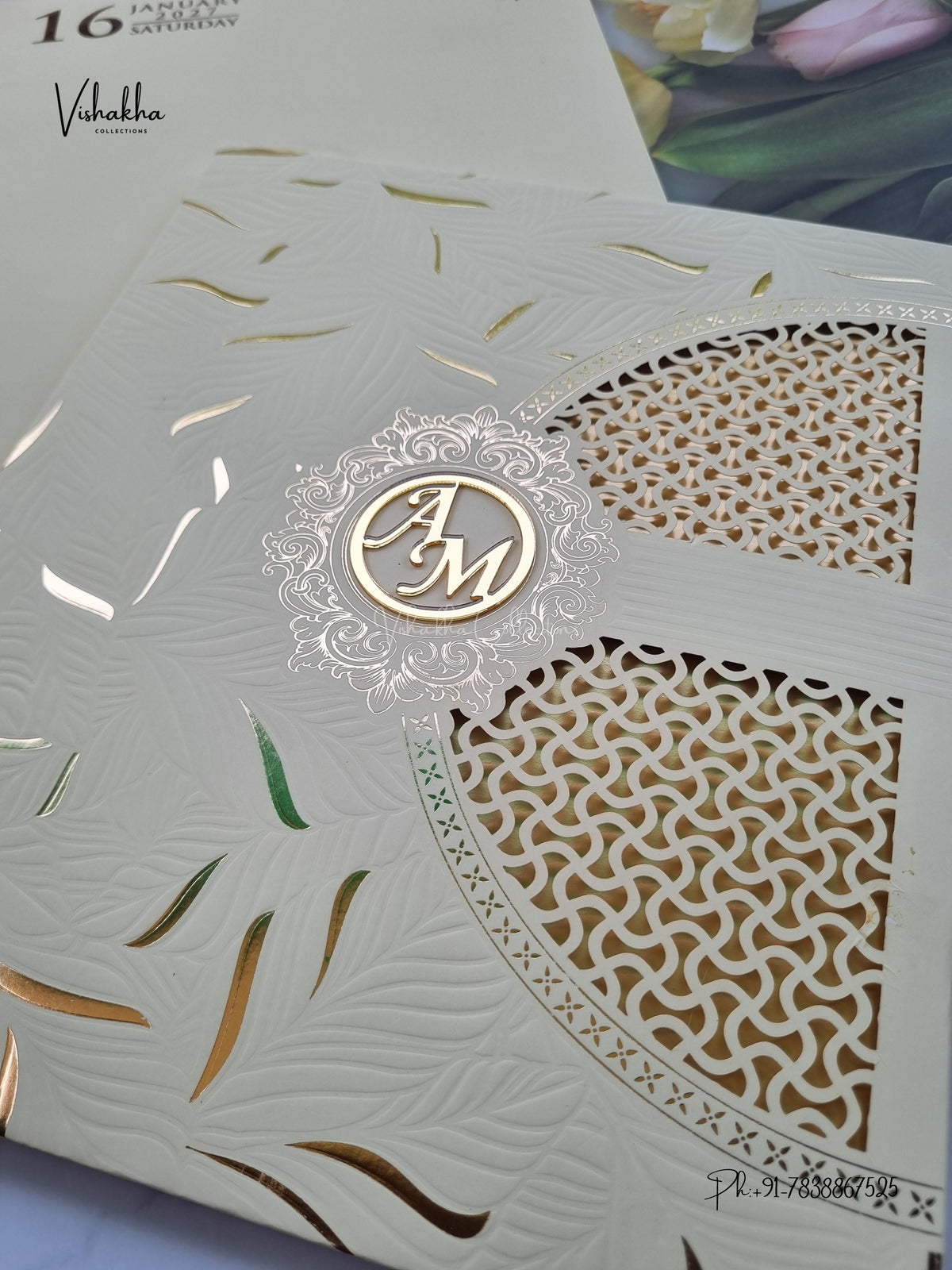 Semi Box Laser Cut Padded Hindu Muslim Christian Sikh Jain invitation Cards SN-269 – image 2