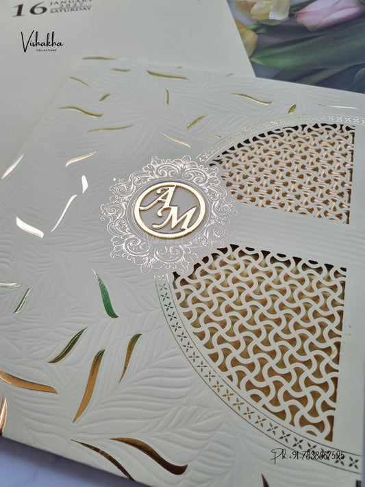 Semi Box Laser Cut Padded Hindu Muslim Christian Sikh Jain invitation Cards SN-269 – image 2