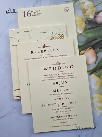 Semi Box Laser Cut Padded Hindu Muslim Christian Sikh Jain invitation Cards SN-269 – image 3
