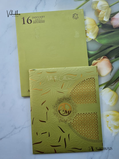 Semi Box Laser Cut Padded Hindu Muslim Christian Sikh Jain invitation Cards SN-270 – image 1