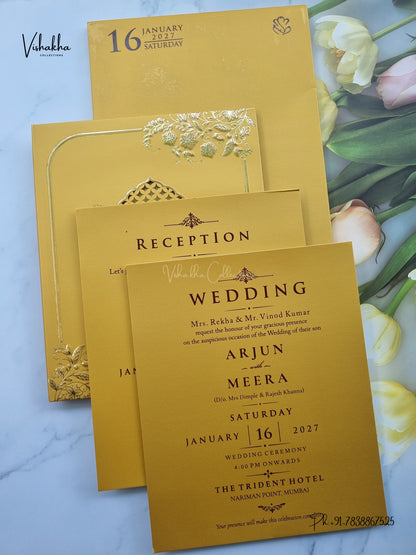 Semi Box Laser Cut Padded Flower Hindu Muslim Christian Sikh Jain invitation Cards SN-271 – image 3